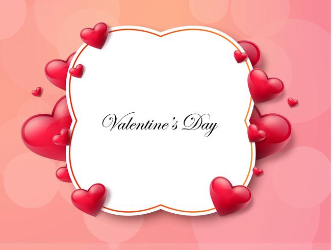 Valentine's day background with text box and beautiful hearts. Vector illustration