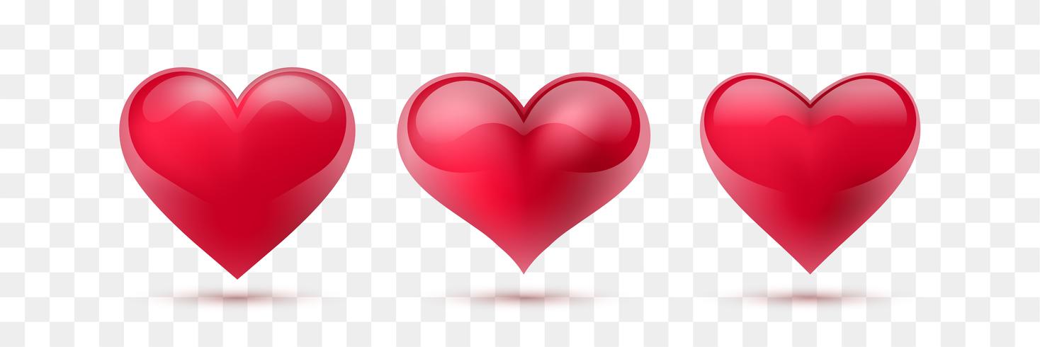 Set of vector hearts. Vector illustration. Realistic heart, isolated. - Vector