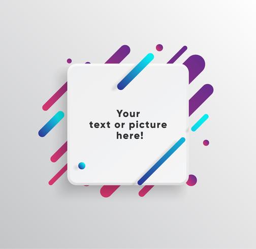 Vector background with paper card and abstract colorful shapes