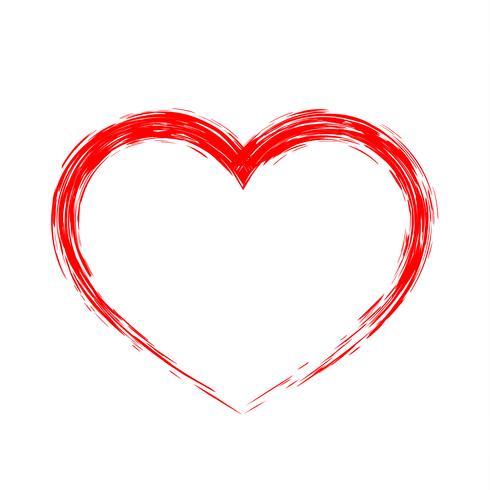 Brush drawing calligraphy heart, isolated on white vector