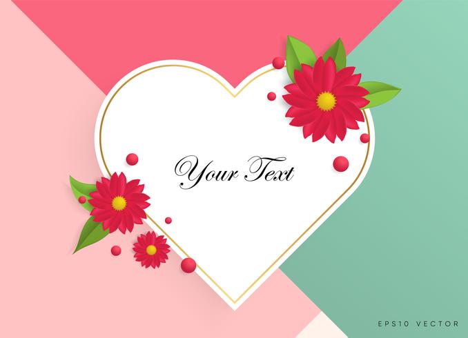 Text box with beautiful colorful flowers. Vector Illustration