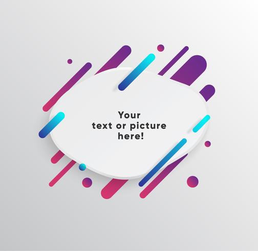 Vector background with paper card and abstract colorful shapes