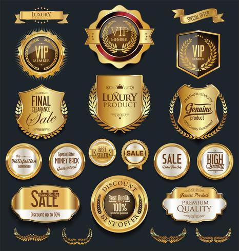 Luxury premium golden badges and labels vector