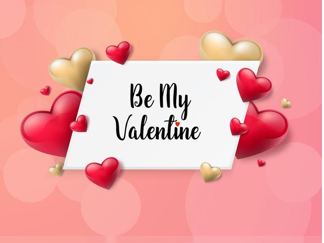 Valentine's day background with text box and beautiful hearts. Vector illustration