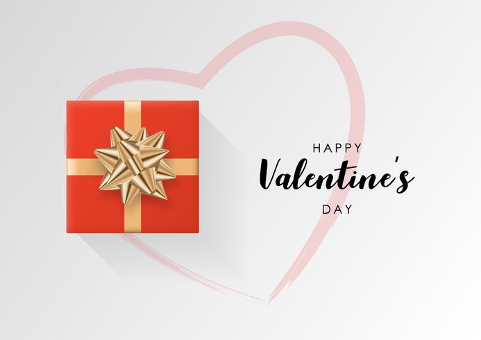 Valentines day vector background. Colorful wrapped gift box with ribbon
