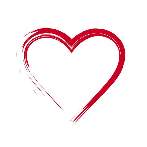 Brush drawing calligraphy heart, isolated on white vector