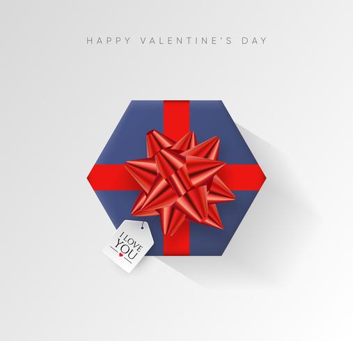 Fondo de vector de día de San Valentín. Caja de regalo envuelta colorida con cinta