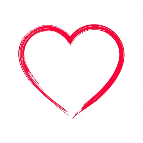 Brush drawing calligraphy heart, isolated on white vector