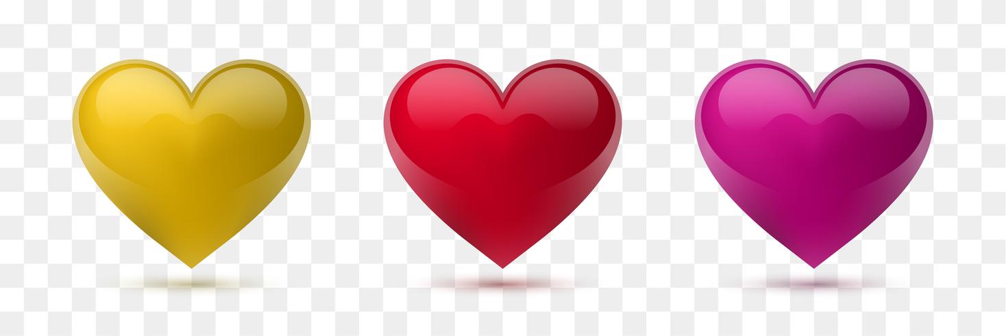 Set of vector hearts. Vector illustration. Realistic heart, isolated. - Vector