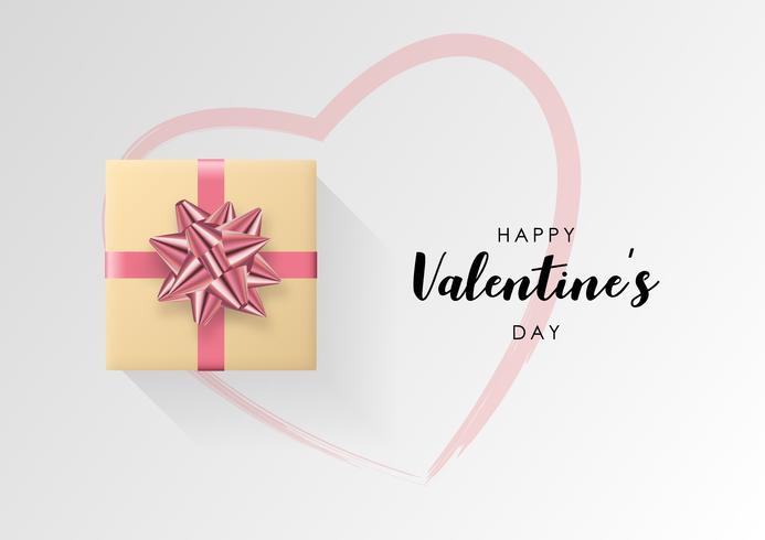 Valentines day vector background. Colorful wrapped gift box with ribbon