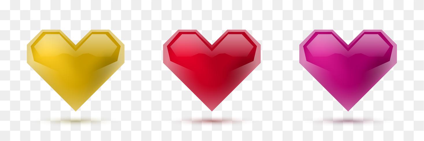 Set of vector hearts. Vector illustration. Realistic heart, isolated. - Vector