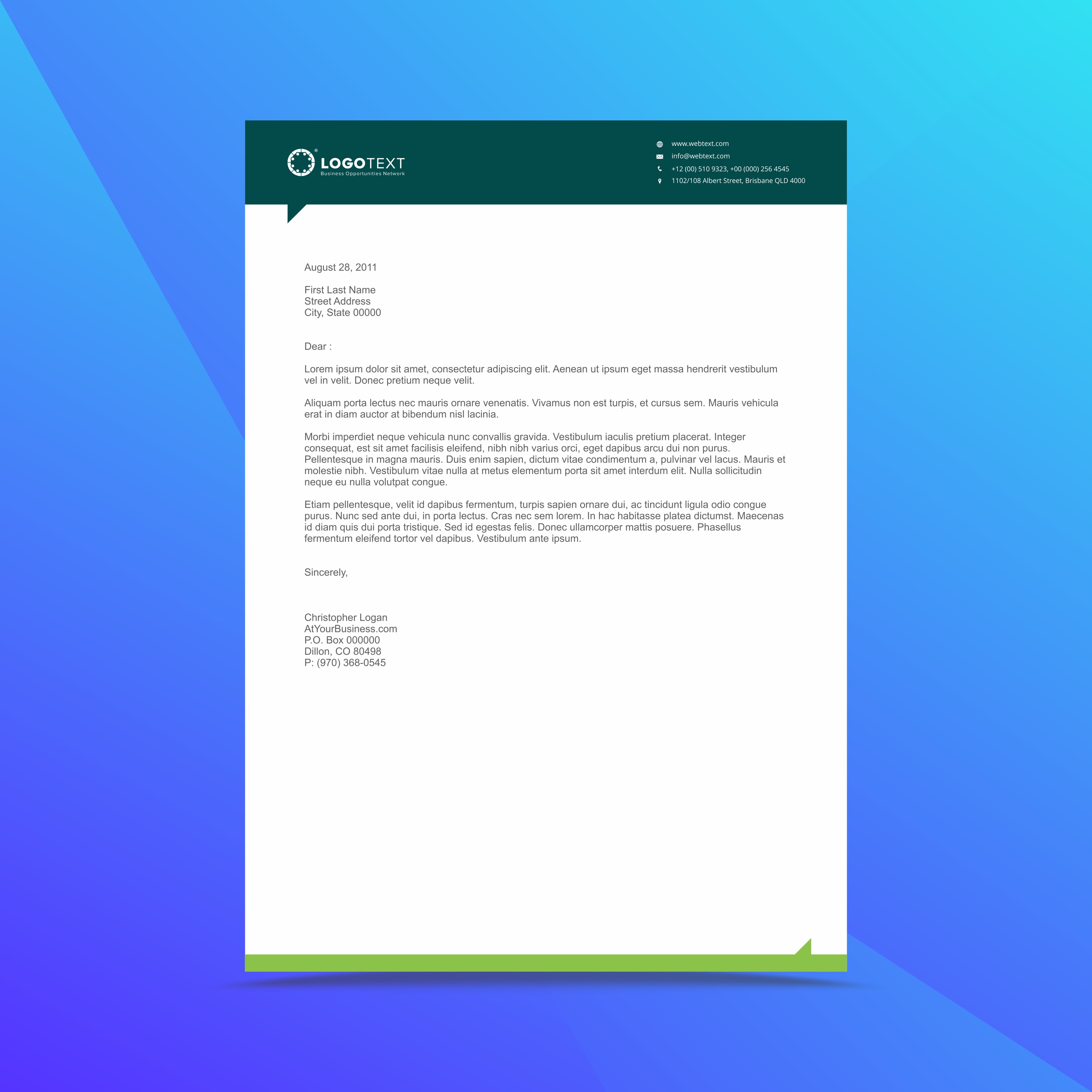 Business Headed Letter Template