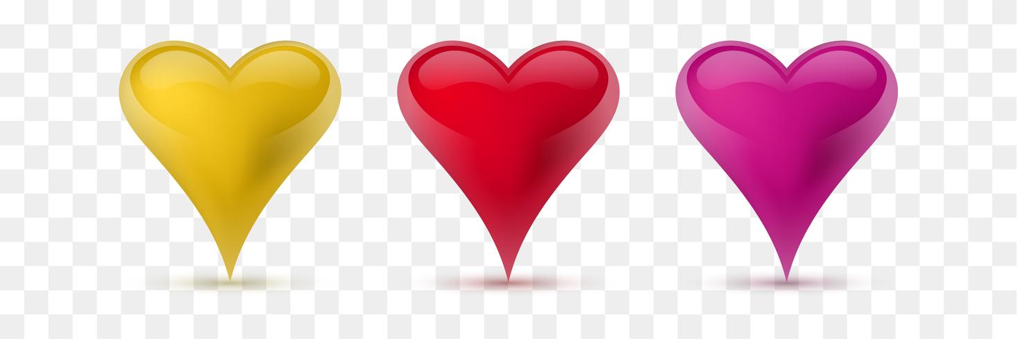 Set of vector hearts. Vector illustration. Realistic heart, isolated. - Vector