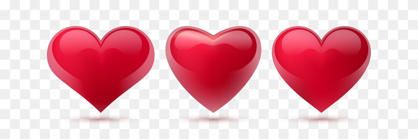 Set of vector hearts. Vector illustration. Realistic heart, isolated. - Vector