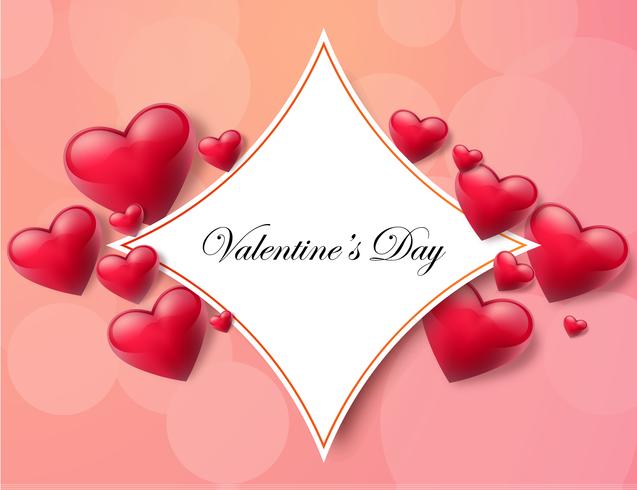Valentine's day background with text box and beautiful hearts. Vector illustration