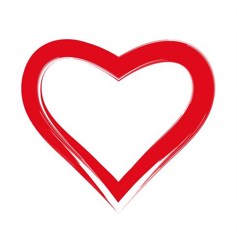 Brush drawing calligraphy heart, isolated on white vector