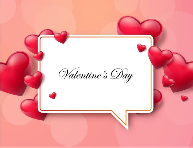 Valentine's day background with text box and beautiful hearts vector