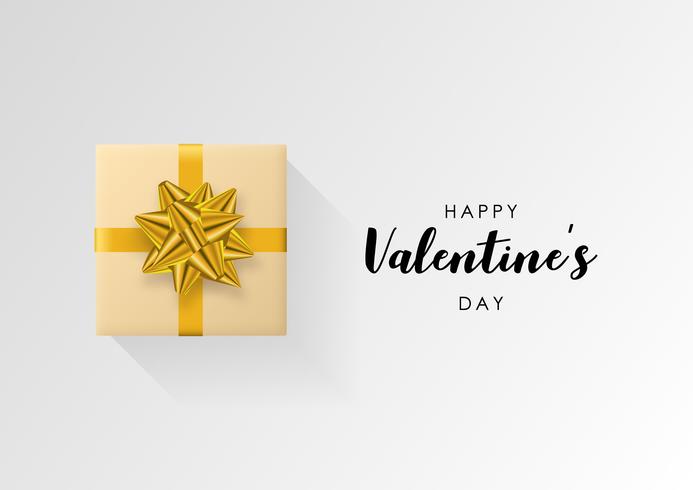 Valentines day vector background. Colorful wrapped gift box with ribbon. 