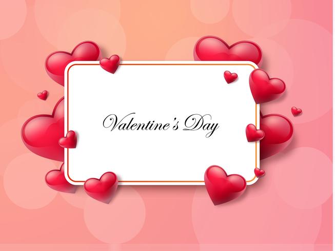Valentine's day background with text box and beautiful hearts. Vector illustration