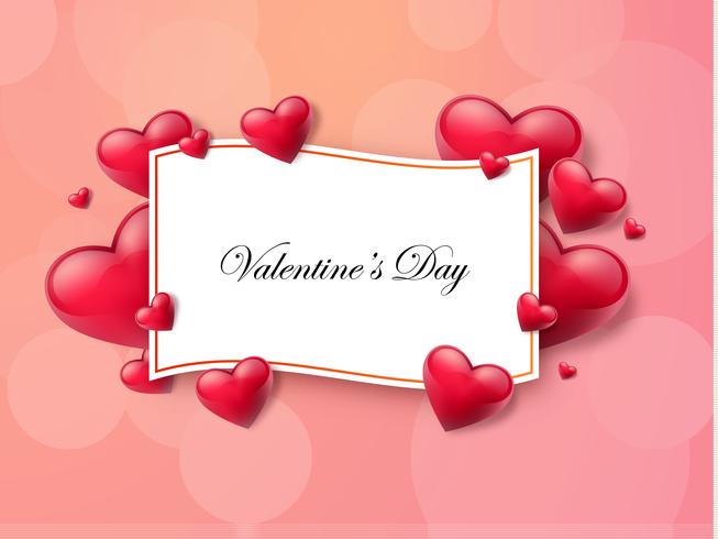 Valentine's day background with text box and beautiful hearts. Vector illustration