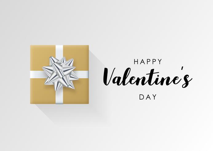 Valentines day vector background. Colorful wrapped gift box with ribbon. Festive vector illustration.