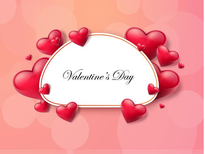 Valentine's day background with text box and beautiful hearts. Vector illustration