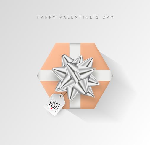 Fondo de vector de día de San Valentín. Caja de regalo envuelta colorida con la cinta. Ilustración vectorial festivo