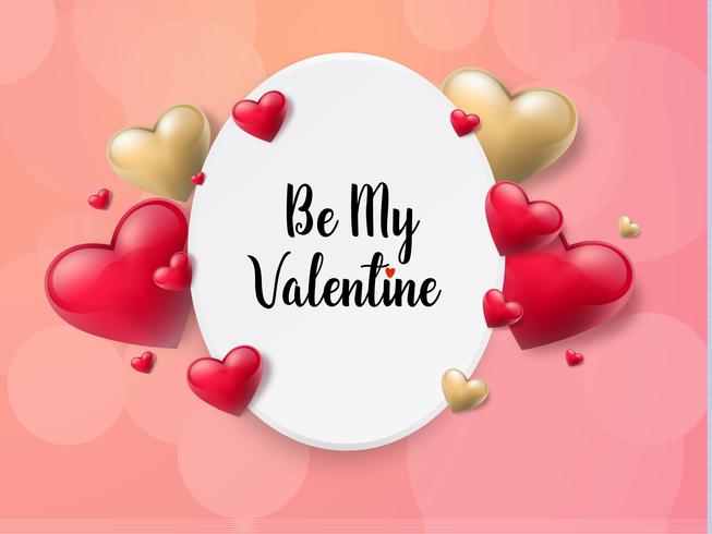 Valentine's day background with text box and beautiful hearts. Vector illustration
