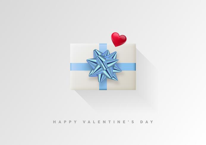 Valentines day vector background. Colorful wrapped gift box with ribbon