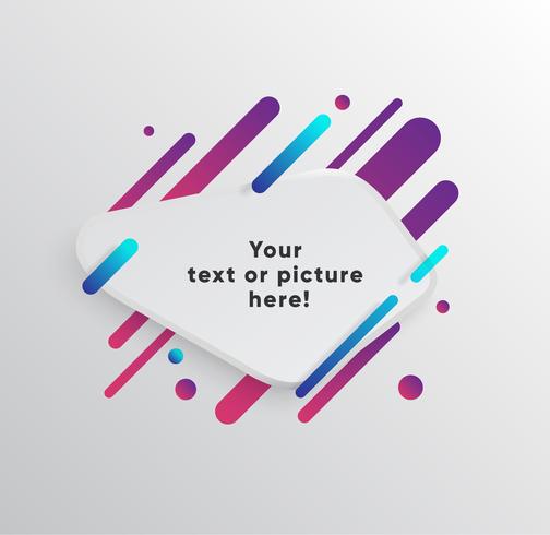 Vector background with paper card and abstract colorful shapes