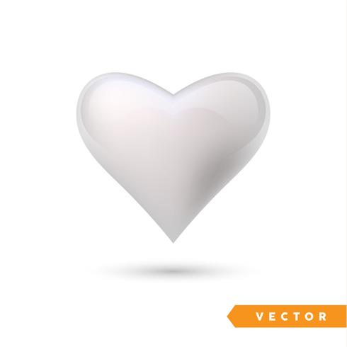 Realista efecto plata de corazón. Ilustracion vectorial Corazón realista, aislado. - vector