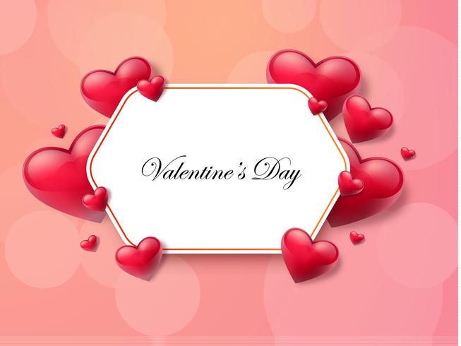 Valentine's day background with text box and beautiful hearts. Vector illustration