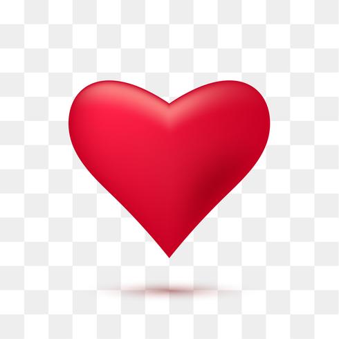 Soft red heart with transparent background. Vector illustration