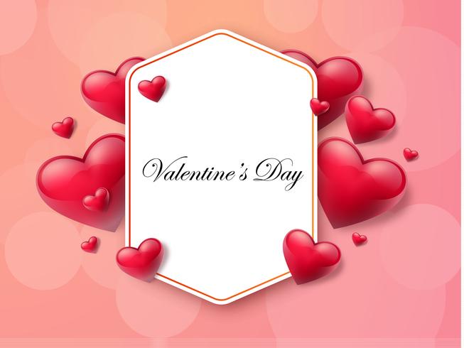 Valentine's day background with text box and beautiful hearts. Vector illustration