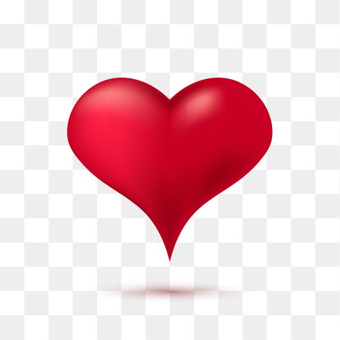 Soft red heart with transparent background. Vector illustration