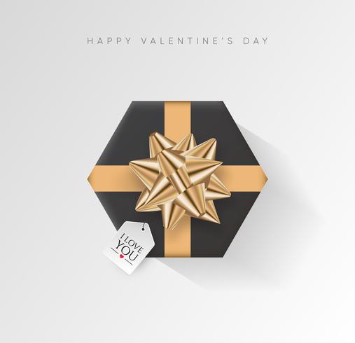 Valentines day vector background. Colorful wrapped gift box with ribbon