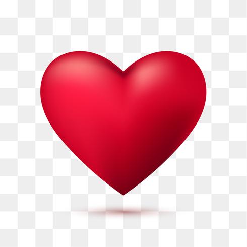 Soft red heart with transparent background. Vector illustration