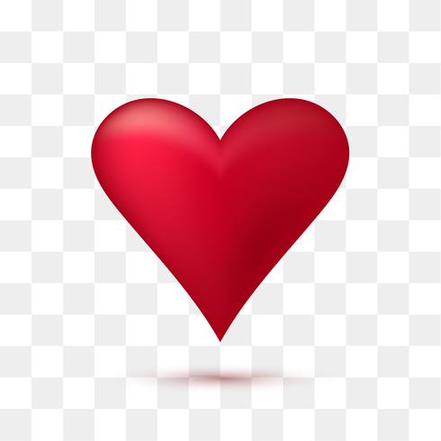 Soft red heart with transparent background. Vector illustration