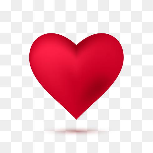 Soft red heart with transparent background. Vector illustration