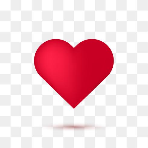 Soft red heart with transparent background. Vector illustration