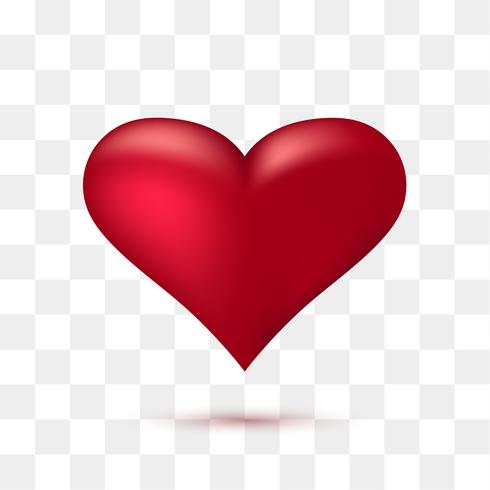 Soft red heart with transparent background. Vector illustration