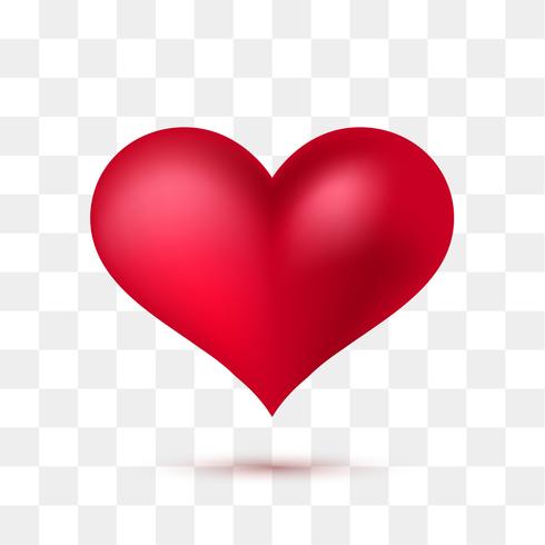 Soft red heart with transparent background. Vector illustration