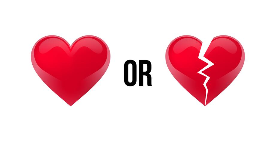 Do you love me Yes OR No Heart and broken heart. Isolated in white background. Vector illustration