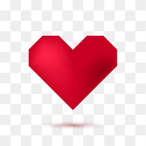 Suave corazón rojo con fondo transparente. Ilustración vectorial vector