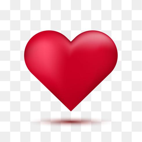 Soft red heart with transparent background. Vector illustration