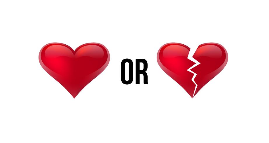 Do you love me Yes OR No Heart and broken heart. Isolated in white background. Vector illustration