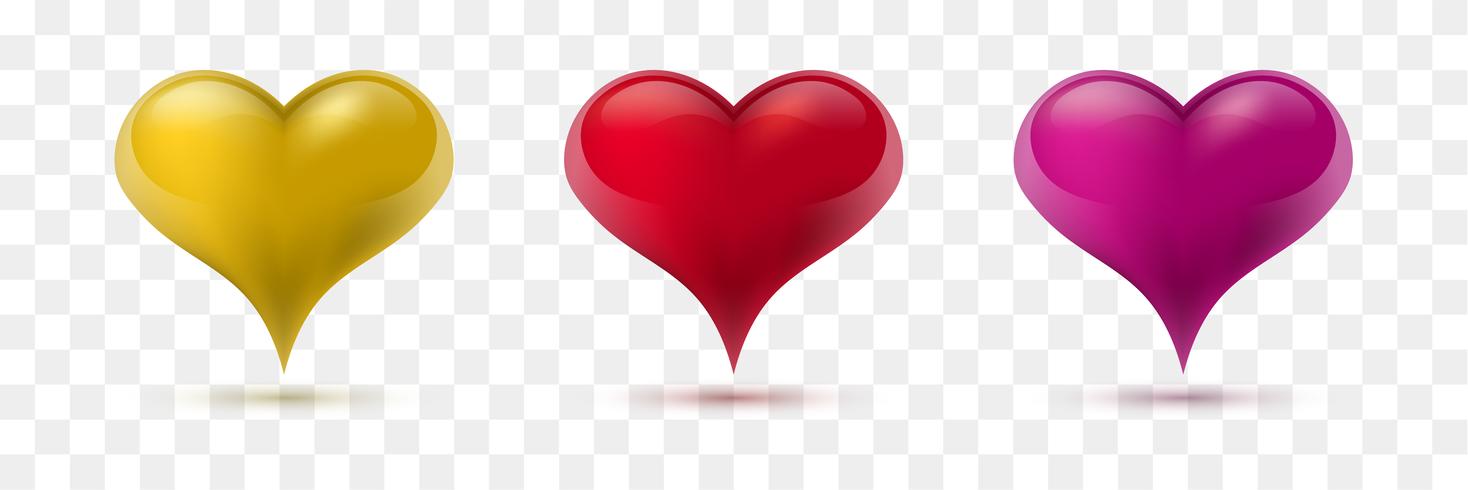 Set of vector hearts. Vector illustration. Realistic heart, isolated. - Vector