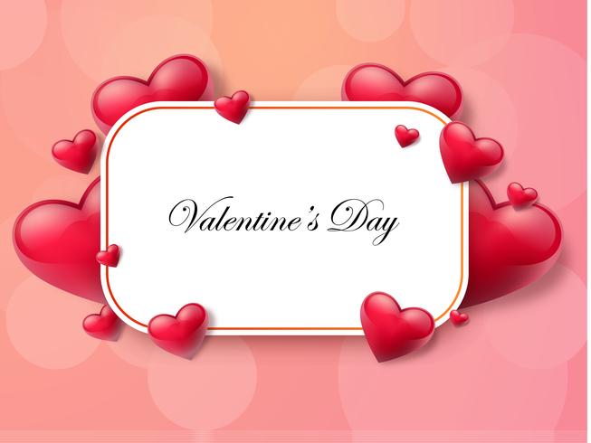 Fondo del día de tarjeta del día de San Valentín con el cuadro de texto y los corazones hermosos. Ilustración vectorial vector