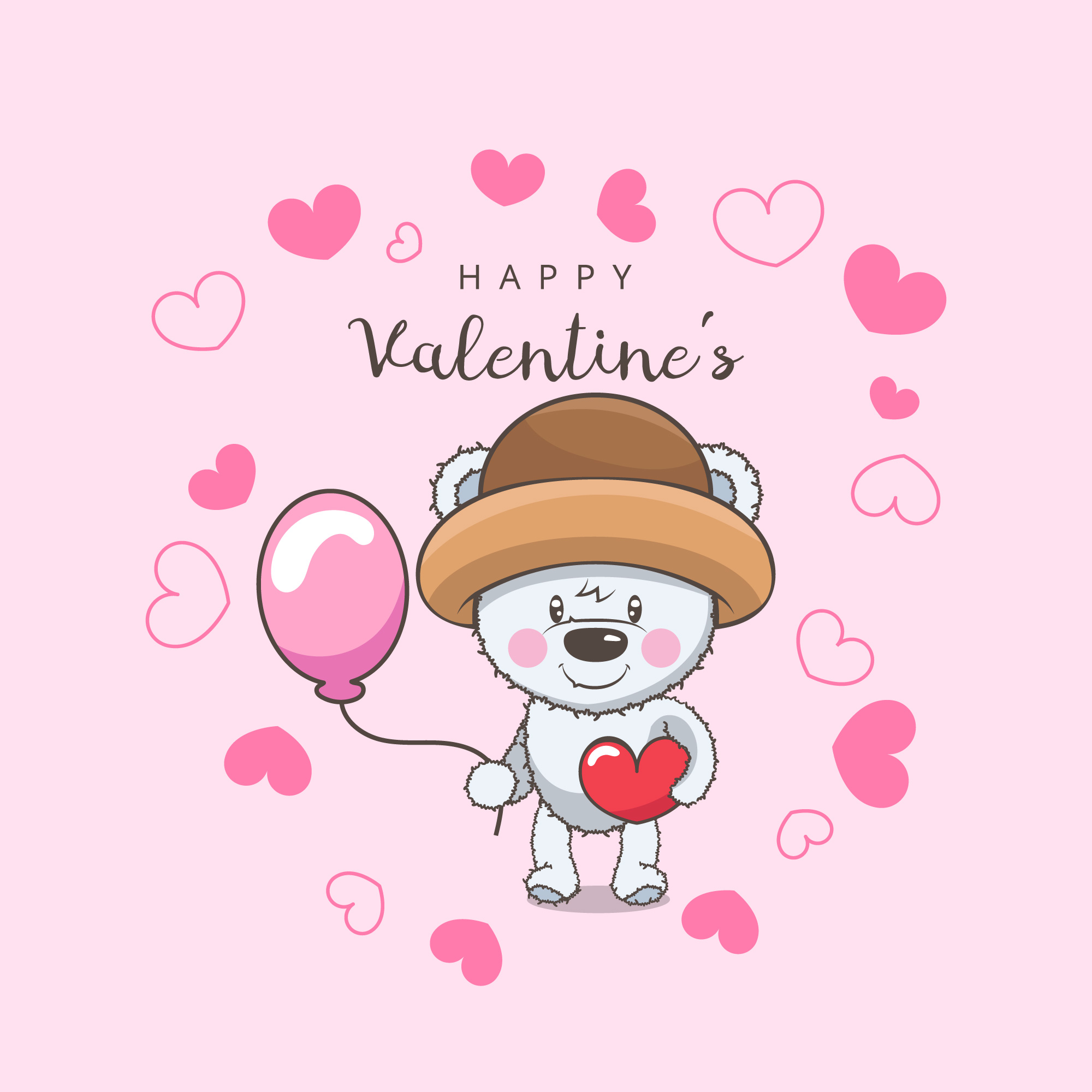 Download Valentine's Day Background With Cute Little Bear ...