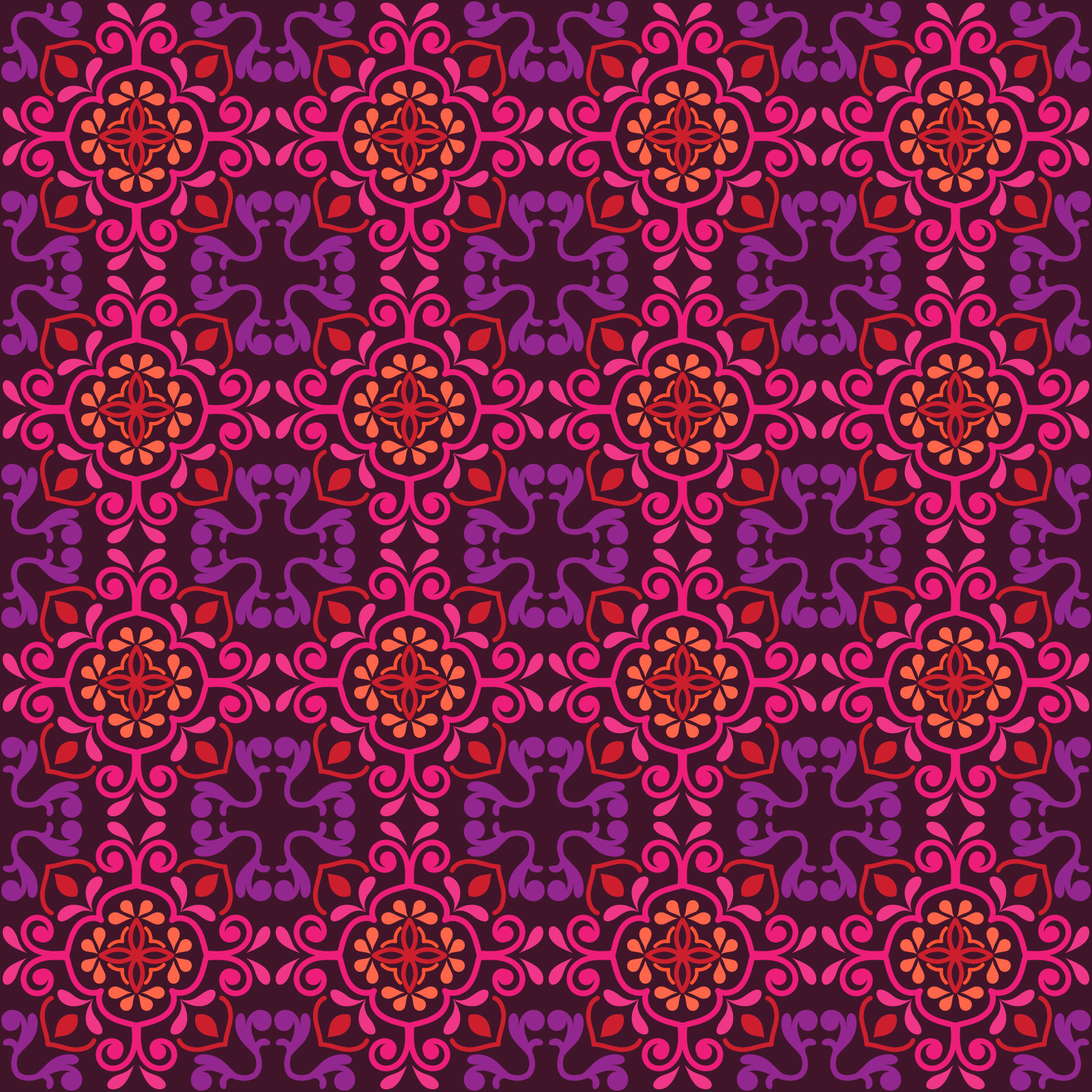 Floral pattern. Wallpaper baroque, damask. Red and white ...